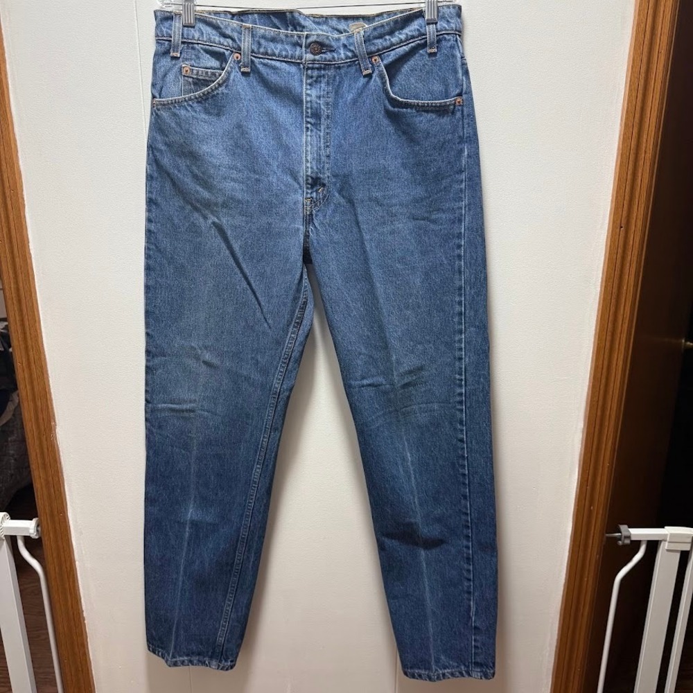 Vintage Levis 505 Orange Tab Jeans Mens 36x32 Medium Wash Straight Leg 90s Denim